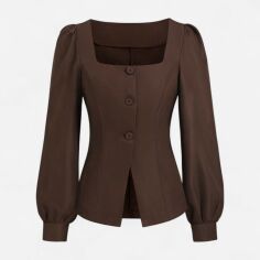 Акція на Блузка жіноча SHEIN GD-00223918 S Коричнева від Rozetka