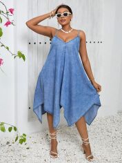 Акція на Сарафан джинсовий жіночий SHEIN GD-00211097 0XL Блакитний від Rozetka