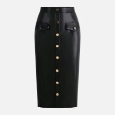 Акція на Спідниця зі штучної шкіри жіноча SHEIN GD-00205738 2XL Чорна від Rozetka