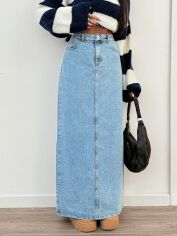 Акція на Спідниця джинсова довга осіння пряма жіноча SHEIN GD-00195649 36 Синя від Rozetka