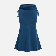 Акція на Спідниця джинсова довга осіння жіноча SHEIN GD-00213775 1XL Синя від Rozetka