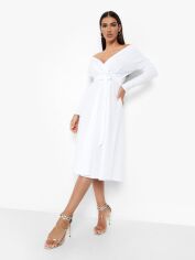 Акція на Плаття вечірнє міді осіннє жіноче Boohoo GD-00187929 10 Біле від Rozetka
