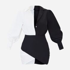 Акція на Сукня-сорочка коротка осіння жіноча Pretty Little Thing GD-00187653 4 Чорна з білим від Rozetka