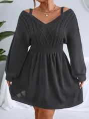 Акція на Сукня осіння жіноча SHEIN GD-00193389 0XL Темно-сіра від Rozetka