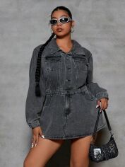 Акція на Плаття-сорочка коротке осіннє жіноче SHEIN GD-00210733 4XL Сіре від Rozetka