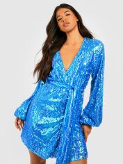Акція на Плаття вечірнє коротке осіннє жіноче Boohoo GD-00188036 6 Синє від Rozetka