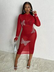 Акція на Сукня осіння жіноча SHEIN GD-00223242 3XL Бордова від Rozetka