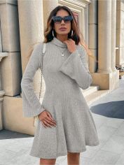 Акція на Плаття коротке осіннє жіноче SHEIN GD-00228119 M Світло-сіре від Rozetka