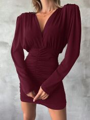 Акція на Плаття коротке осіннє жіноче SHEIN GD-00206188 L Бордове від Rozetka