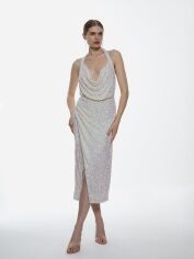 Акція на Сукня вечірня міді жіноча Boohoo GD-00186966 10 Бежева від Rozetka