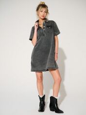 Акція на Плаття-сорочка джинсове коротке літнє жіноче SHEIN GD-00192886 M Сіре від Rozetka