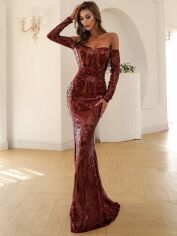 Акція на Сукня осіння жіноча SHEIN GD-00224341 XL Бордова від Rozetka