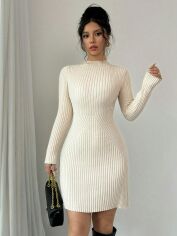 Акція на Сукня осіння жіноча SHEIN GD-00218934 M Кремова від Rozetka