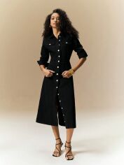 Акція на Плаття-сорочка міді осіннє жіноче SHEIN GD-00211953 L Чорне від Rozetka