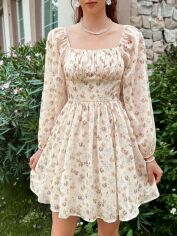 Акція на Плаття міді літнє жіноче SHEIN GD-00208301 M Кремове від Rozetka