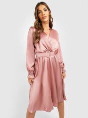 Акція на Плаття міді осіннє жіноче Boohoo GD-00188191 8 Рожеве від Rozetka