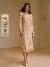Акція на Сукня осіння жіноча SHEIN GD-00206884 S Кремова від Rozetka