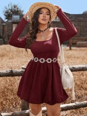 Акція на Сукня осіння жіноча SHEIN GD-00206765 3XL Бордова від Rozetka