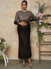 Акція на Сукня для вагітних осіння жіноча SHEIN GD-00219493 L Коричнева від Rozetka