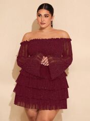 Акція на Сукня осіння жіноча SHEIN GD-00211402 1XL Бордова від Rozetka