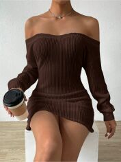 Акція на Плаття коротке осіннє жіноче SHEIN GD-00217262 L Коричневе від Rozetka