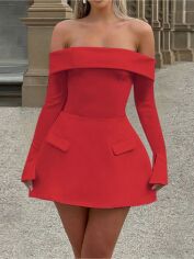 Акція на Плаття коротке осіннє жіноче SHEIN GD-00228326 L Червоне від Rozetka