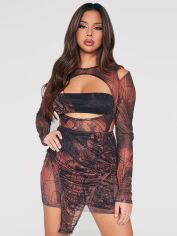 Акція на Сукня коротка літня жіноча Pretty Little Thing GD-00187656 10 Коричнева від Rozetka