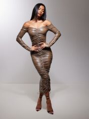 Акція на Сукня вечірня довга осіння жіноча Pretty Little Thing GD-00187840 6 Коричнева від Rozetka