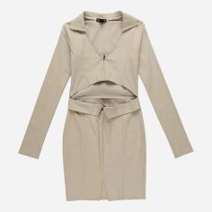 Акція на Сукня коротка осіння жіноча Pretty Little Thing GD-00187925 12 Сіра з бежевим від Rozetka
