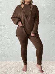 Акція на Костюм в'язаний жіночий SHEIN GD-00227514 4XL Коричневий від Rozetka