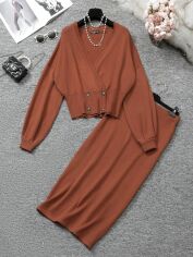 Акція на Костюм жіночий SHEIN GD-00214872 1XL Коричневий від Rozetka