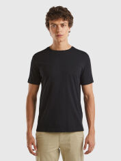 Акція на Футболка бавовняна довга чоловіча United Colors of Benetton 3U53J1F15-100 XL Чорна від Rozetka