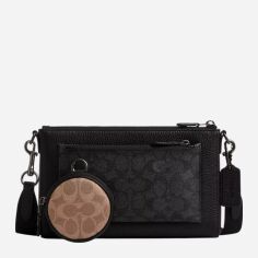 Акція на Сумка крос-боді через плече чоловіча з натуральної шкіри Coach Holden Crossbody In Blocked Signature Canvas BG-COA-103 Чорна від Rozetka