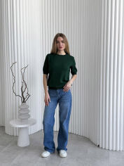 Акція на Футболка женская вязаная Art Knit изумруд S від Podushka