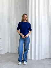 Акція на Футболка женская вязаная Art Knit синяя XL від Podushka