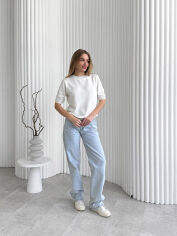 Акція на Футболка женская вязаная Art Knit молочная L від Podushka