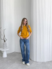 Акція на Футболка женская вязаная Art Knit горчица M від Podushka