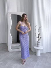 Акція на Платье пляжное вязаное Кружево Art Knit лаванда с открытой спиной S/M від Podushka