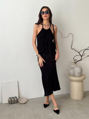 Акція на Майка женская вязаная Loren Art Knit черная XL від Podushka