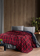 Акція на Спальный комплект Plaid red First choice плед, простынь и наволочки Двуспальный евро комплект від Podushka