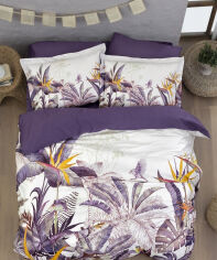Акція на Постельное белье Palm Garden Purple сатин 3D First choice Семейный комплект від Podushka