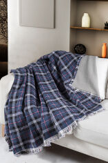Акція на Плед хлопковый Plaid navy blue First choice 140х200 см від Podushka