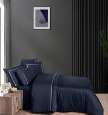 Акція на Постельное белье Pierre navy blue VIP Moonlight satin First choice Двуспальный евро комплект від Podushka