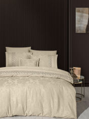 Акція на Постельное белье Buhara cappuccino VIP Moonlight satin First choice Двуспальный евро комплект від Podushka