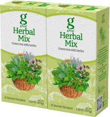 Акція на Упаковка суміші трав'яного з зеленим чаєм G Tea Herbal Mix Хербал Мікс 1.5 г х 25 пакетиків з ярликом х 2 пачки від Rozetka