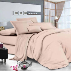 Акція на Комплект постельного белья безевый Manner Powder SoundSleep пудровый с пододеяльником на молнии Односпальный комплект від Podushka