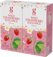 Акція на Упаковка чорного чаю Grace Wild Strawberry Elegance Вайлд Стробері Елеганс з ароматом суниці 2 г х 20 пакетиків з ярликом х 2 пачки від Rozetka