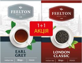 Акція на Набір чаю Feelton Earl Grey Pekoe 90 г + London Classic Pekoe 90 г від Rozetka