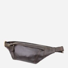 Акція на Сумка на пояс бананка чоловіча з натуральної шкіри Shvigel leather-23126 Коричнева від Rozetka