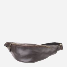 Акція на Сумка на пояс бананка чоловіча з натуральної шкіри Shvigel leather-23144 Коричнева від Rozetka